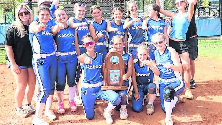 <b>Front row: Charlotte Crilley, Dallas Klein, Greenlee Jaust, Abigail Blackburn-Cosh. Second Row: Coach Olivia Huffman, Hannah Hubbard, Fiona Auferio, Gia Pavelko, Charlotte Wolf, Brynn Lessard, Mia D’Aleo, Anna Gardner, Coach Maddie Sacchiero. Back Row: Coach Bobby Lessard and Coach Frank D’Aleo.</b>