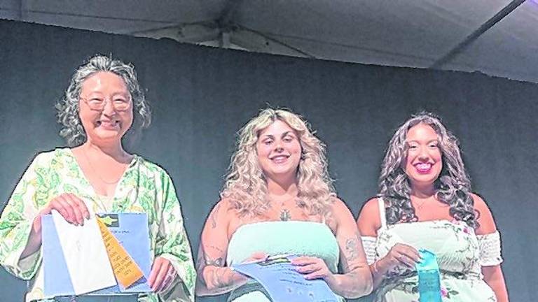 <b>From left, Adult Division 1st place winner, Kelcie Rivera of Hamburg, 2nd place, Angelina Valente of Franklin and 3rd place, Dianne Kollar of Sparta.</b>