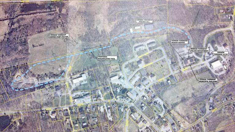 Map of the proposed trail that would run through Vernon near the town center (Photo by Diana Goovaerts)