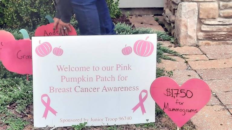 Welcome sign for the Pink Pumpkin Patch (Photo by Laura J. Marchese)