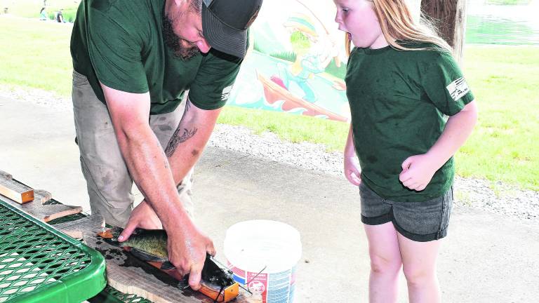 Madelyn and Joe Wiliamson of Lafayette caught a catfish.