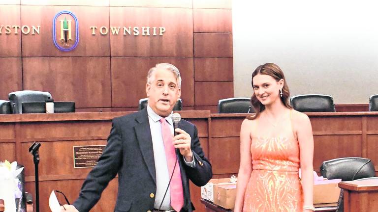 Miss Hardyston 2026 Hailey Phillips stands with Hardyston Mayor Stanley Kula